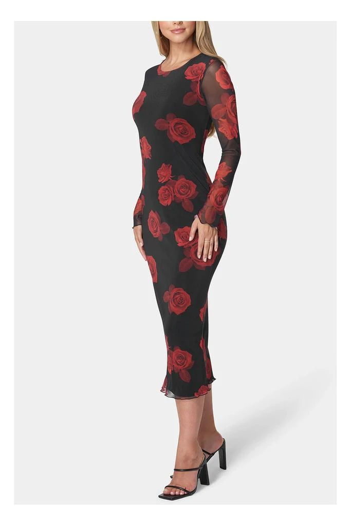 bebe floral bodycon dress Bebe Bodycon Dress Womens Small Black Floral Sleeve Knee Length V-Neck Casual