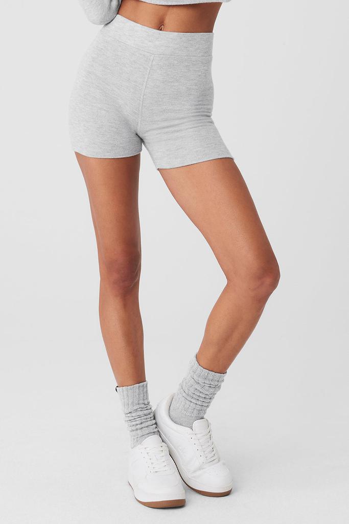 Alo Alolux High-Waist Me Time Short - Athletic Heather Grey