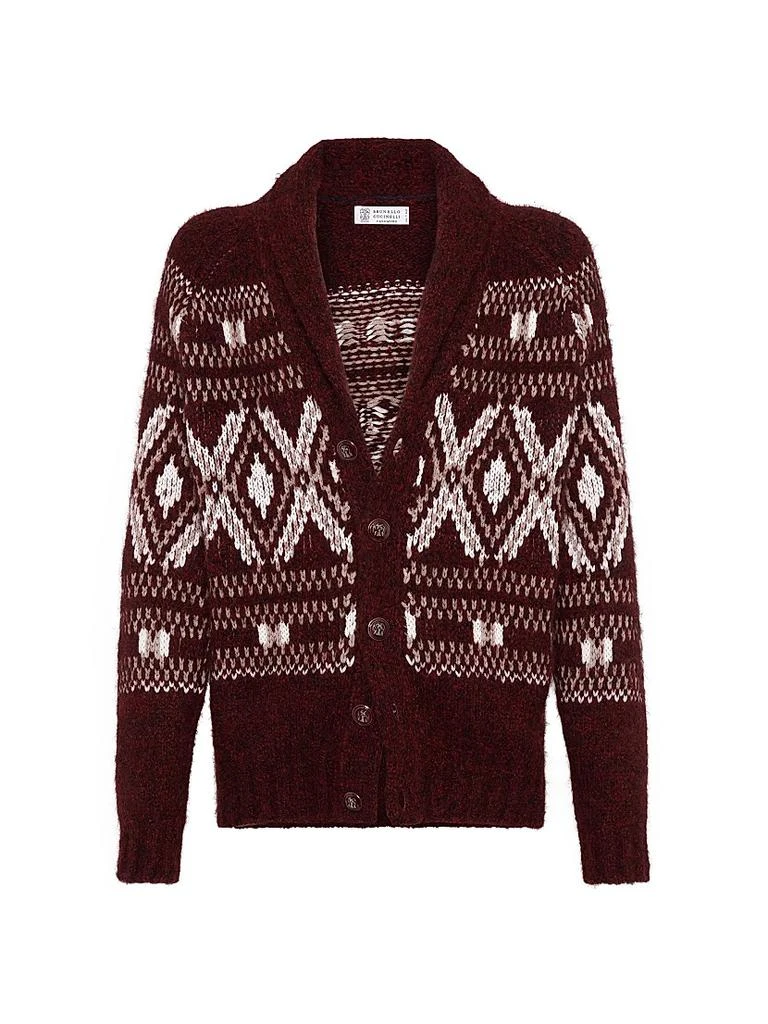 Brunello Cucinelli Alpaca, Virgin Wool and Cashmere Geometric Jacquard Cardigan 1
