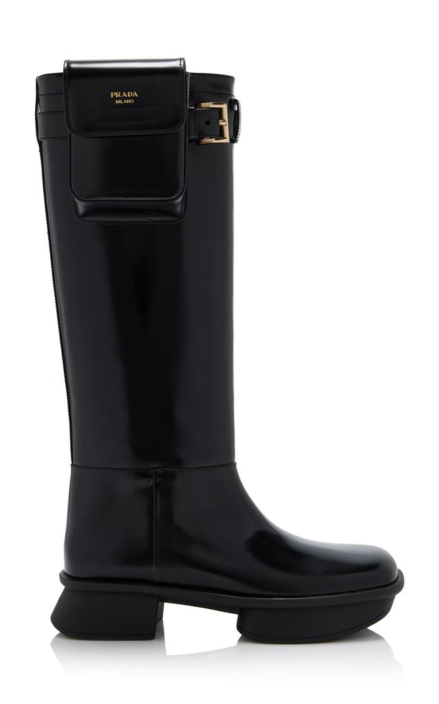 Shop Prada - Re-Edition 1999 Equal Leather Knee Boots - Black - IT