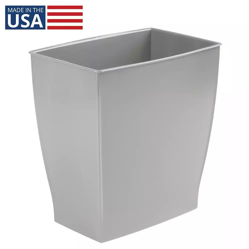 mDesign iDesign Rectangular Trash Can, 2.5 Gallon / 9.5 Liter, 4-Pack, Gray, Made in USA 5