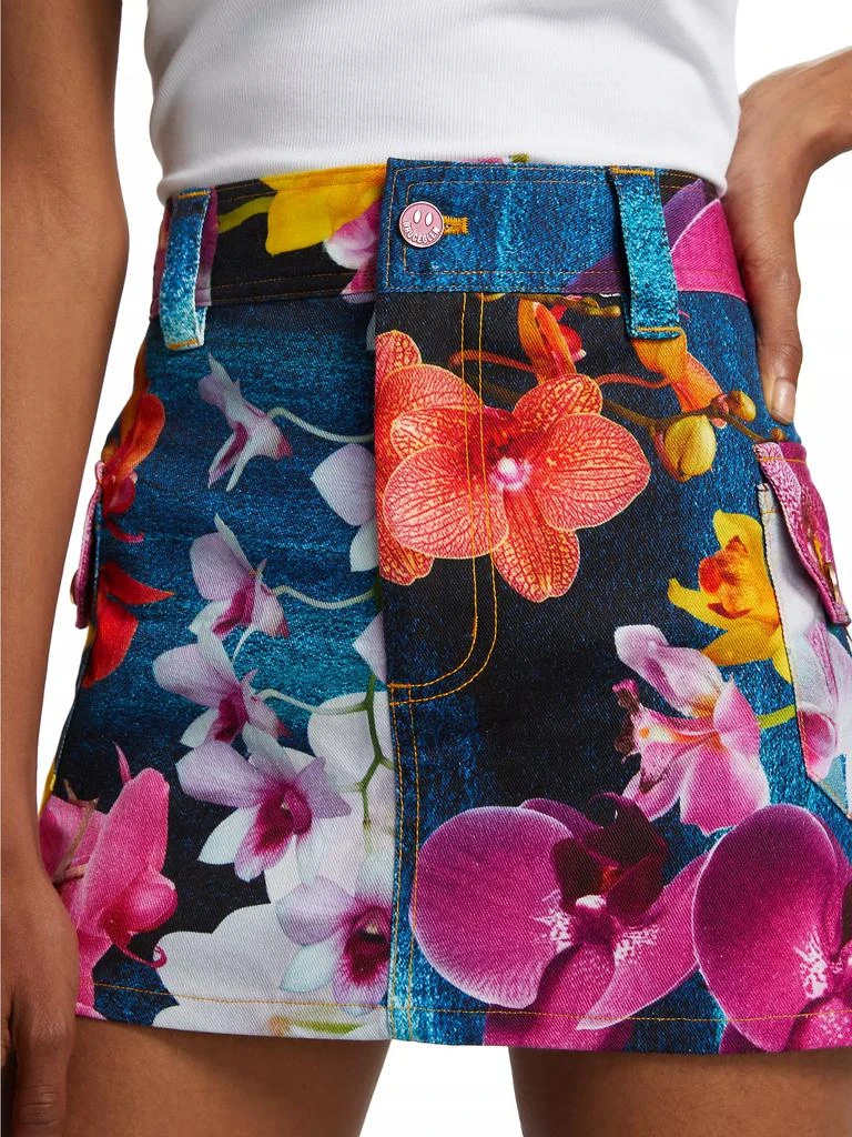 BruceGlen Orchid Floral Denim Cargo Miniskirt 6