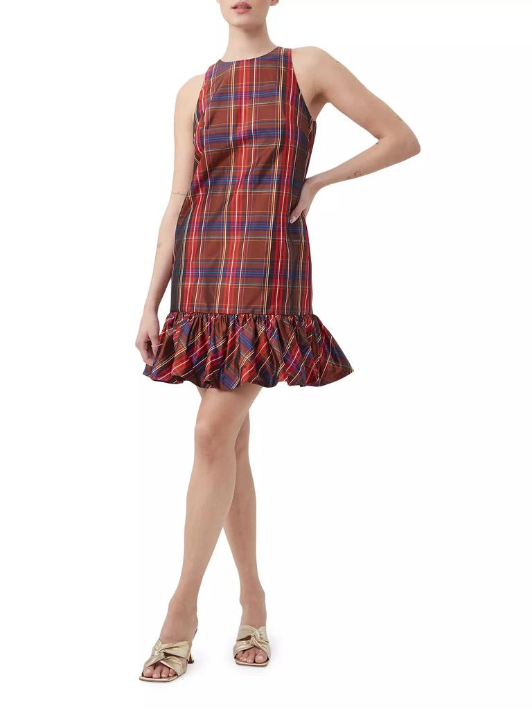 Trina Turk Berry Plaid Puff-Hem Dress 2