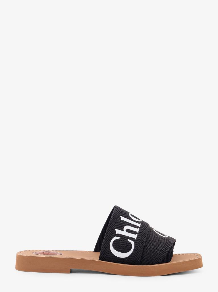 サンダル・ミュール CHLOE' Woody linen flat sandals BLACK Chloé Woody Linen Slides | Saks Fifth Avenue