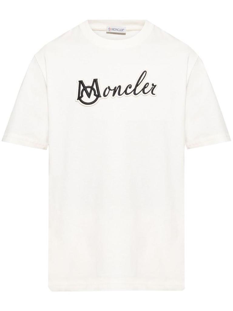 Moncler Moncler Embroidered Varsity Logo Cotton T-Shirt Clothing