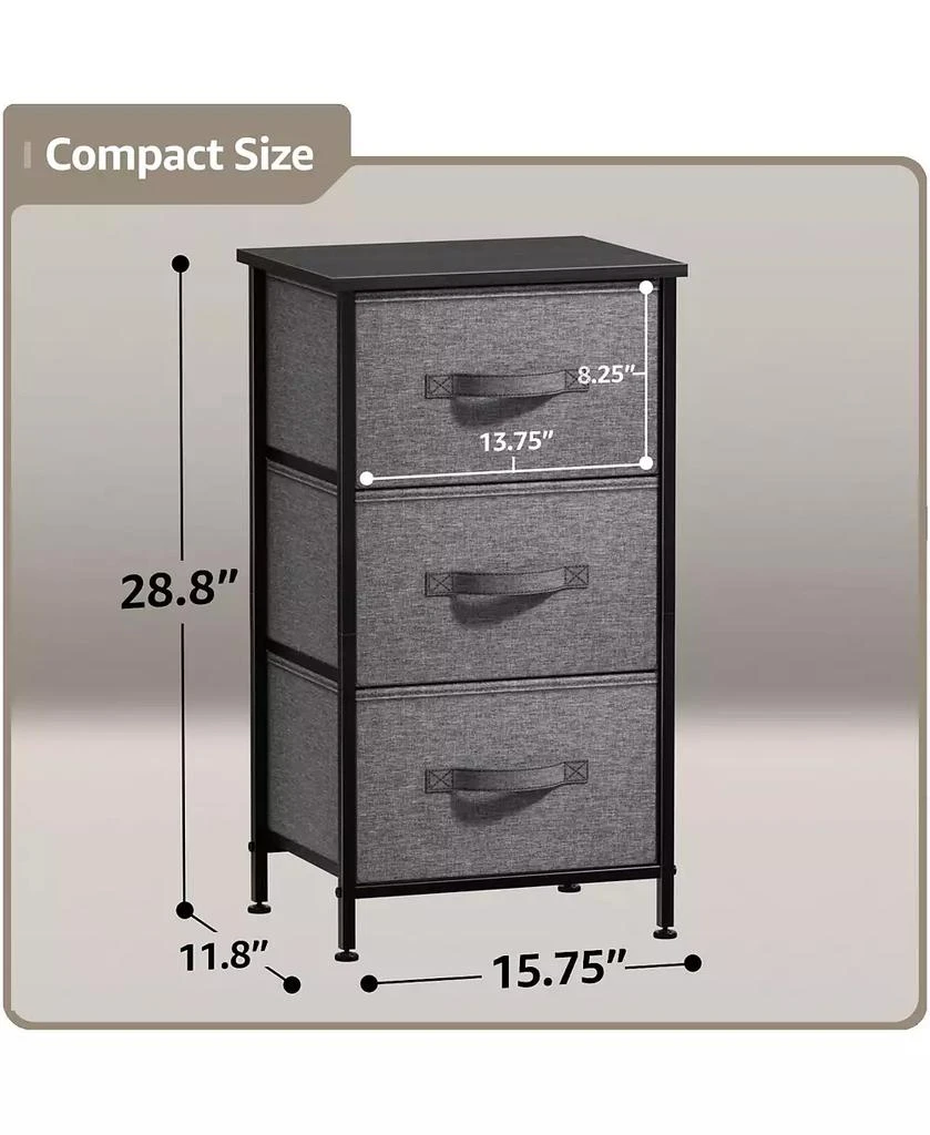 Sorbus Nightstand with 3 Drawers - Steel Frame, Wood Top & Easy Pull Fabric Bins - Perfect for Home, Bedroom, Office & College Dorm 4