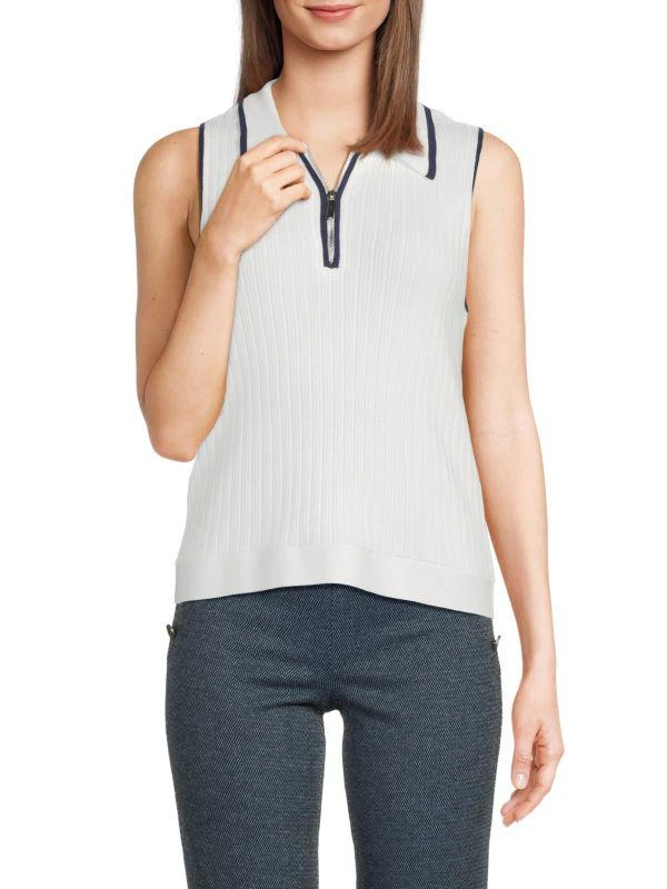 Saks Fifth Avenue Rib-Knit Collared Sweater Vest 1