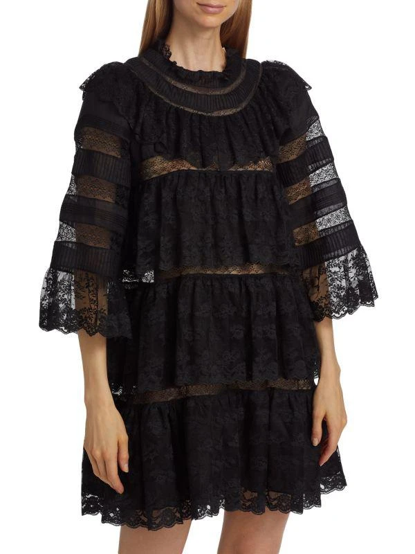 knee length dresses for ladies Safiyaa Oralie Midi Feather Trimmed Dress – Silk Thread main image 0