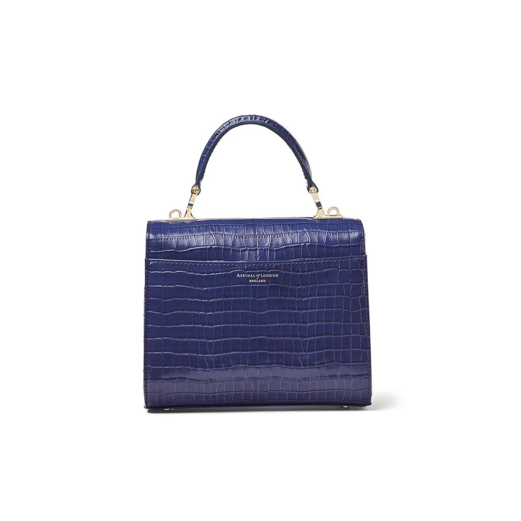 Aspinal of London Mayfair midi bag black patent croc chain strap