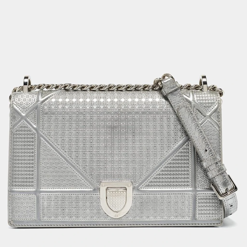 Dior Dior Silver Leather Medium Diorama Flap Shoulder Bag 1