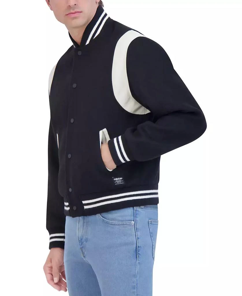 Hudson Men's Varsity Jacket with Faux Leather Trim 3