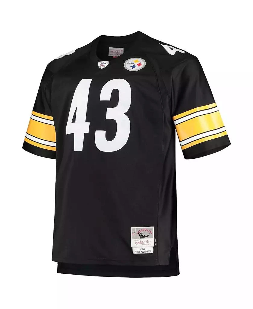 Mitchell and Ness Men's Troy Polamalu Black Pittsburgh Steelers Big and Tall 2005 Retired Player Replica Jersey 3