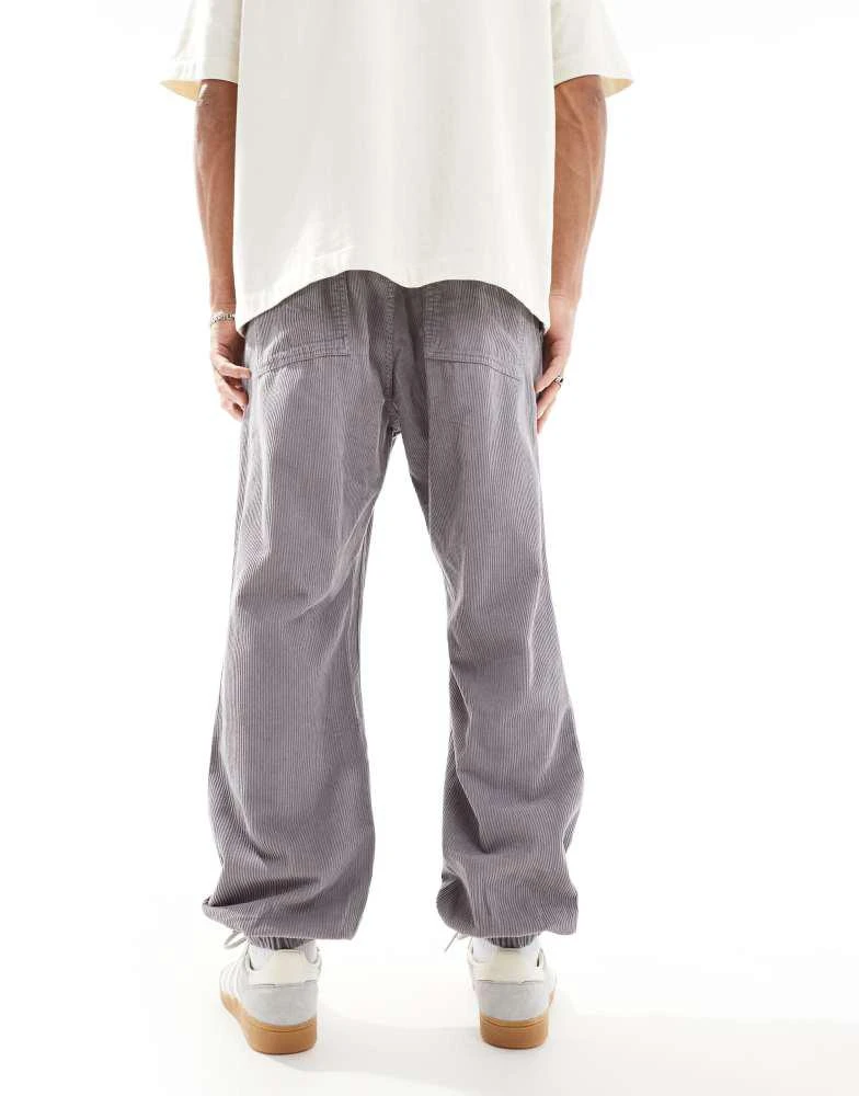 ASOS ASOS DESIGN tapered washed cord joggers in grey 3