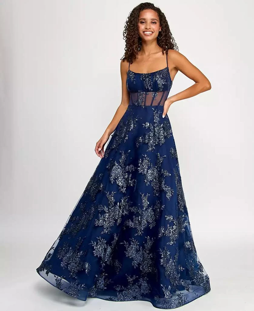 B Darlin Juniors' Sequin Glitter Embellished Sleeveless Ball Gown, Created for Macy's 1