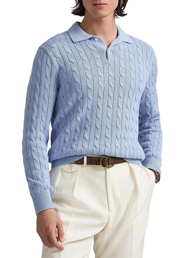 Ralph Lauren Cable-Knit Cotton Polo-Collar Sweater 3