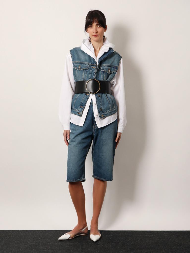 Alaia Stone washed denim sleeveless jacket