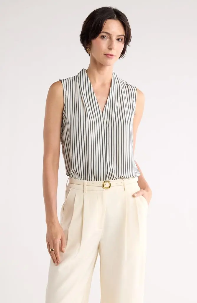 Nordstrom V-Neck Sleeveless Woven Shell Top
