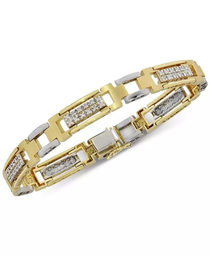 Macy's Men's Diamond (1 ct. t.w.) Bracelet in 10k Yellow & White Gold