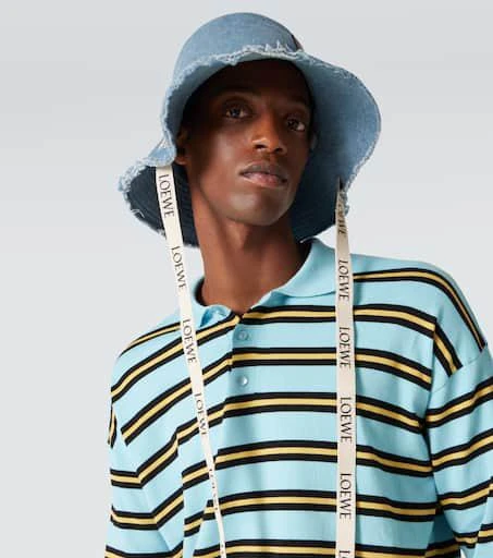 Loewe Logo distressed denim bucket hat 3