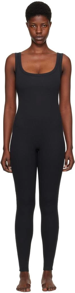 SKIMS Black Cotton Rib Tank Catsuit Jumpsuit 1