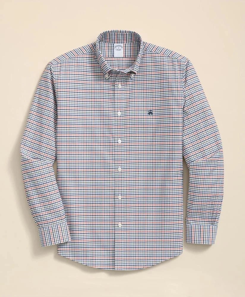 Brooks Brothers Stretch Non-Iron Oxford Button-Down Collar, Multi-Check Shirt