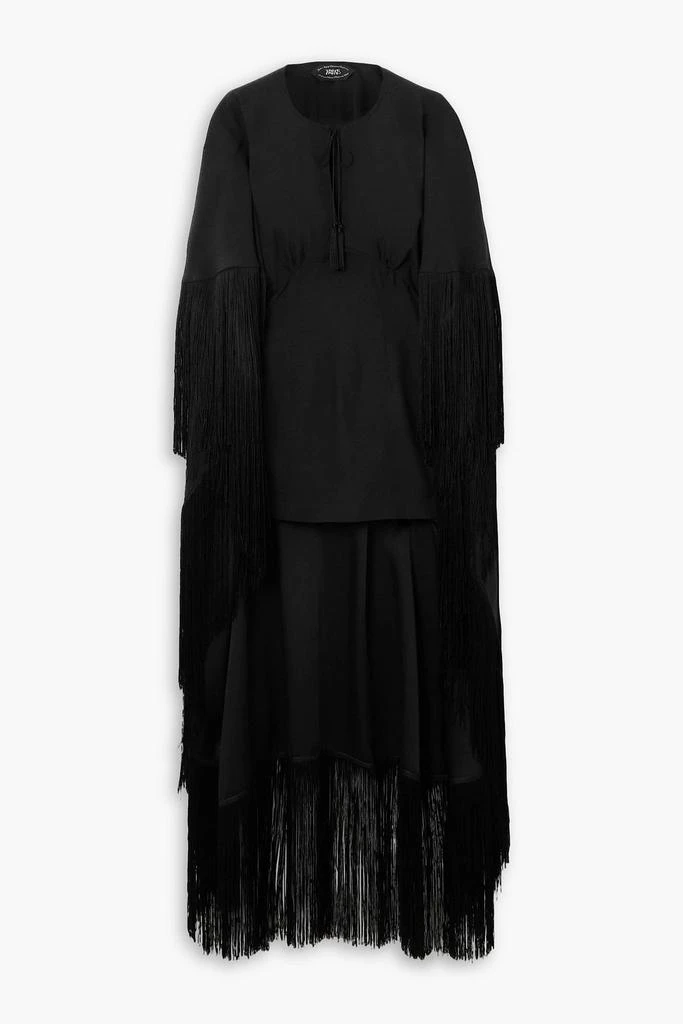 TALLER MARMO 1970s cape-effect fringed crepe mini dress 1