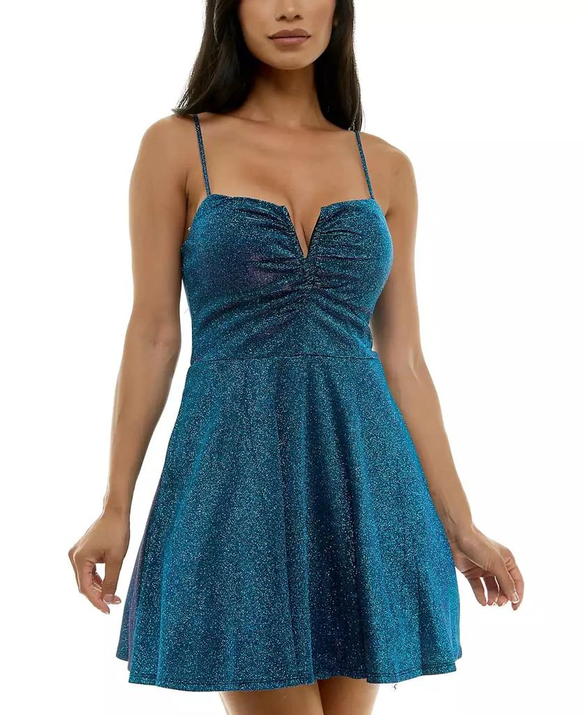 Crystal Doll Juniors' Notch V-Neck Sleeveless Fit & Flare Dress 3