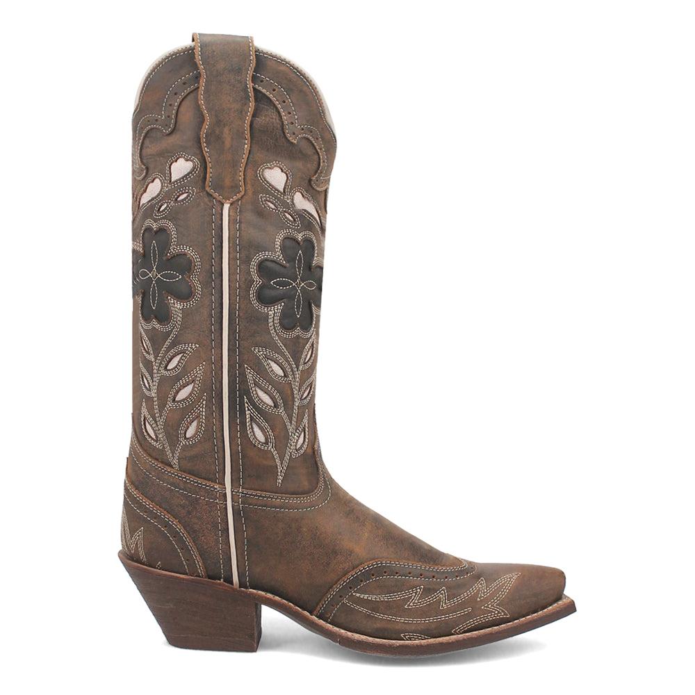 Laredo Zuri Leather Floral Embroidered Snip Toe Cowboy Boots
