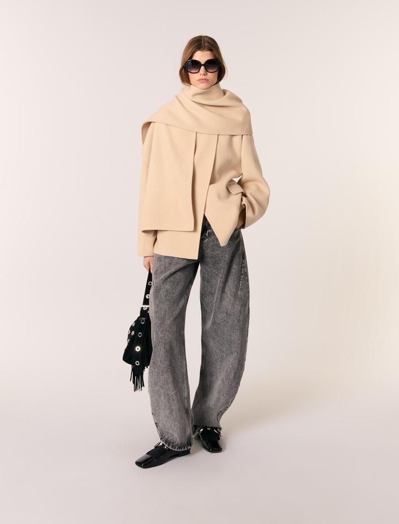 Maje Maje Woman's wool, Double-faced coat with scarf for Spring/Summer