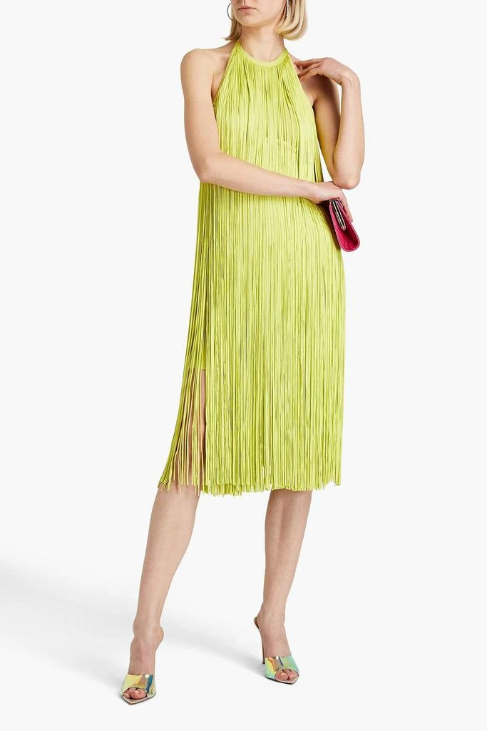 Herve Leger Open-back fringed bandage halterneck dress 2