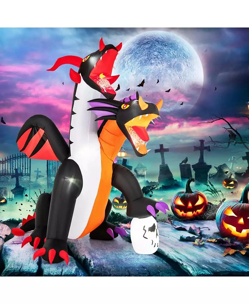 Costway 8 FT Inflatable Twin-Headed Dragon Decoration Giant Halloween Inflatables with 5 LED Lights 4 Flashing Lights 
2 Disco Lights 8