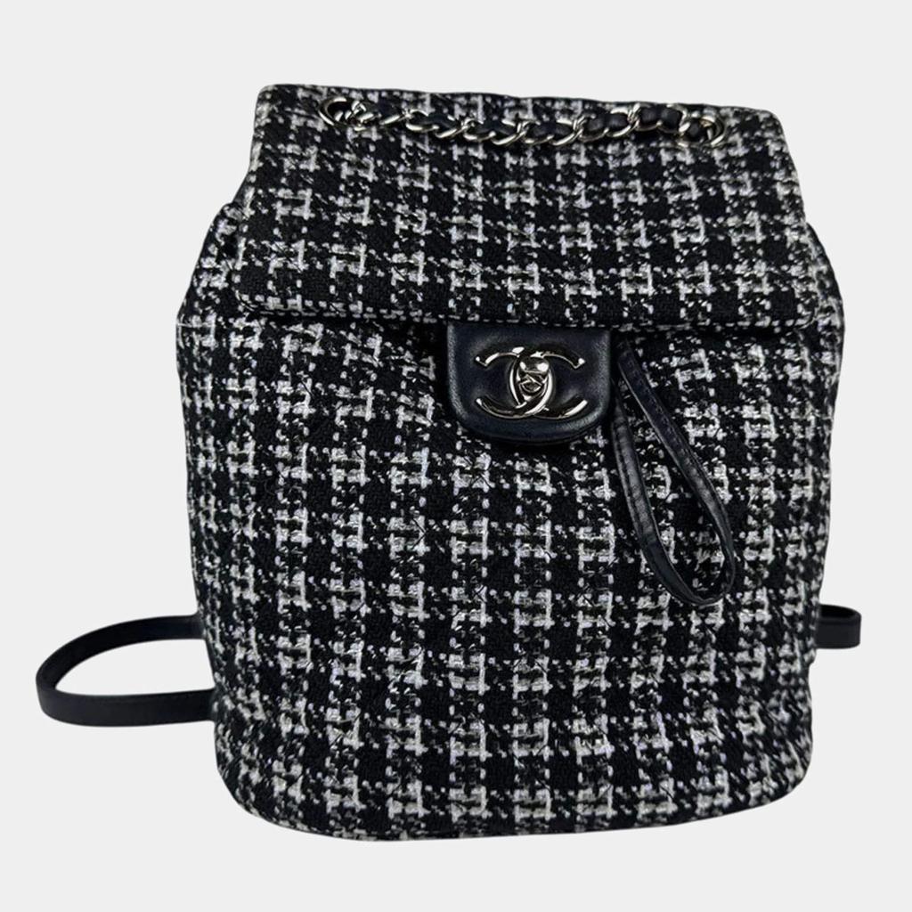 Chanel Chanel Black/Purple Tweed Leather Backpack SHW