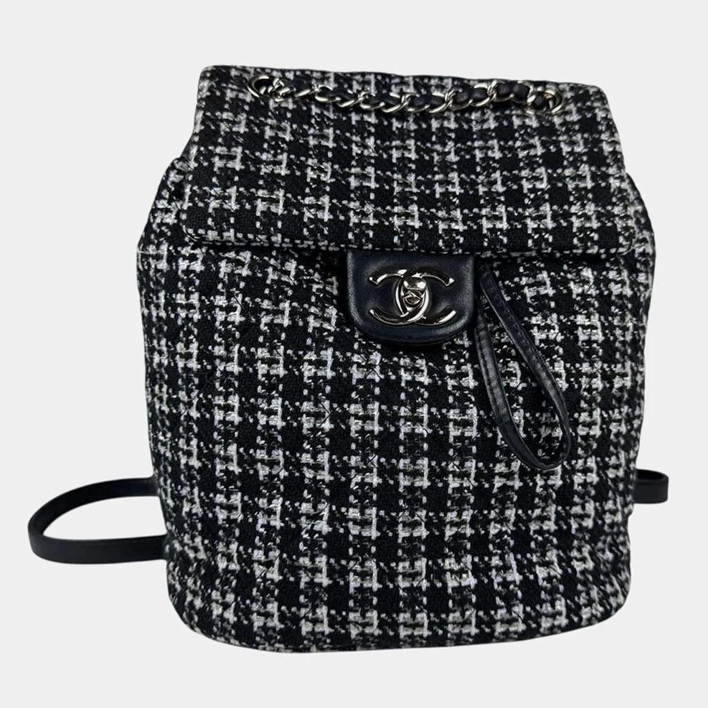 Chanel Chanel CC Black Purple Tweed Leather Backpack 1