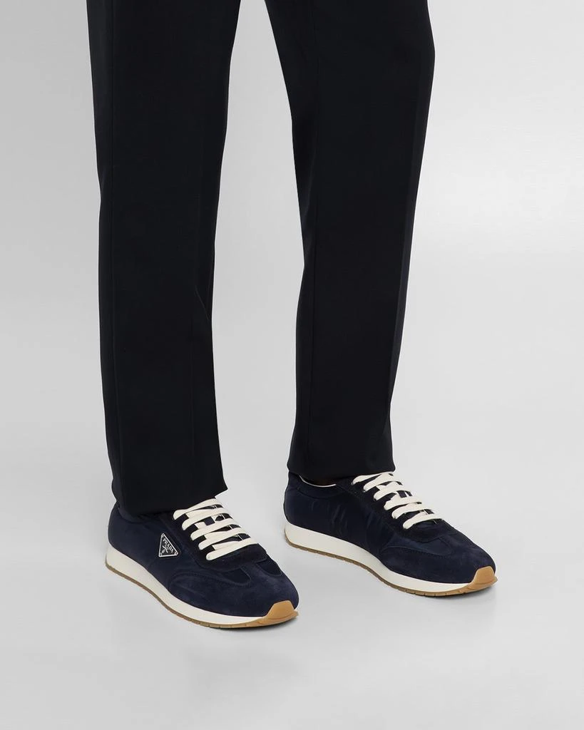 Prada Men's Rank Nylon and Leather Low-Top Sneakers 2