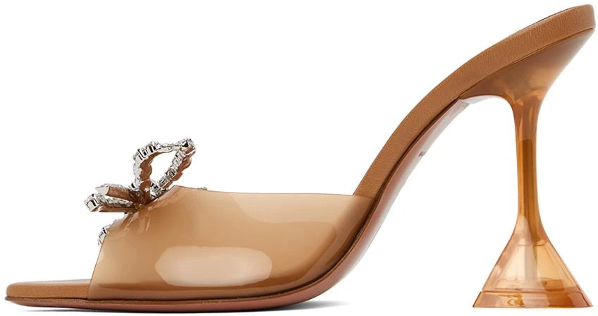 Amina Muaddi Brown Rosie Glass Slipper Heeled Sandals 3