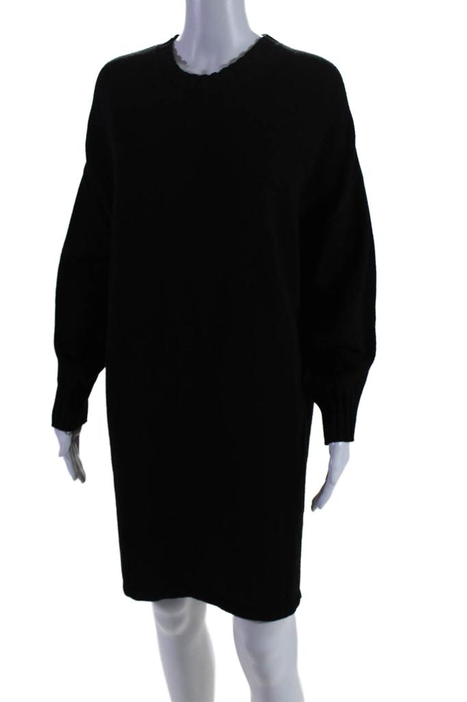 FUZZI Womens Half Sleeve Crew Neck Short Sweater Dress Black