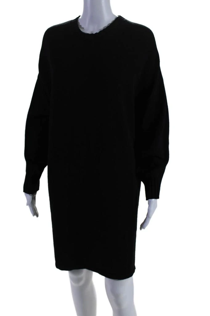 FUZZI Womens Half Sleeve Crew Neck Short Sweater Dress Black 2