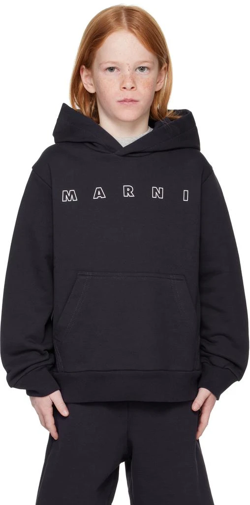 Marni Kids Navy Logo Hoodie
