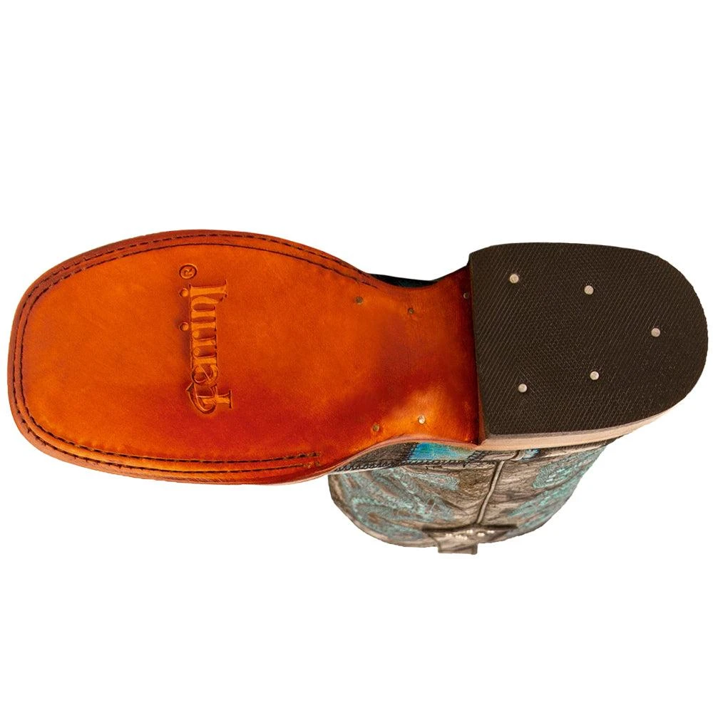 Ferrini Patchwork Embroidered Square Toe Cowboy Boots 5