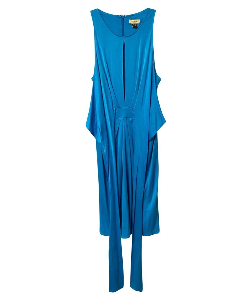 Issa London Blue Silk Drape Belt Dress 6