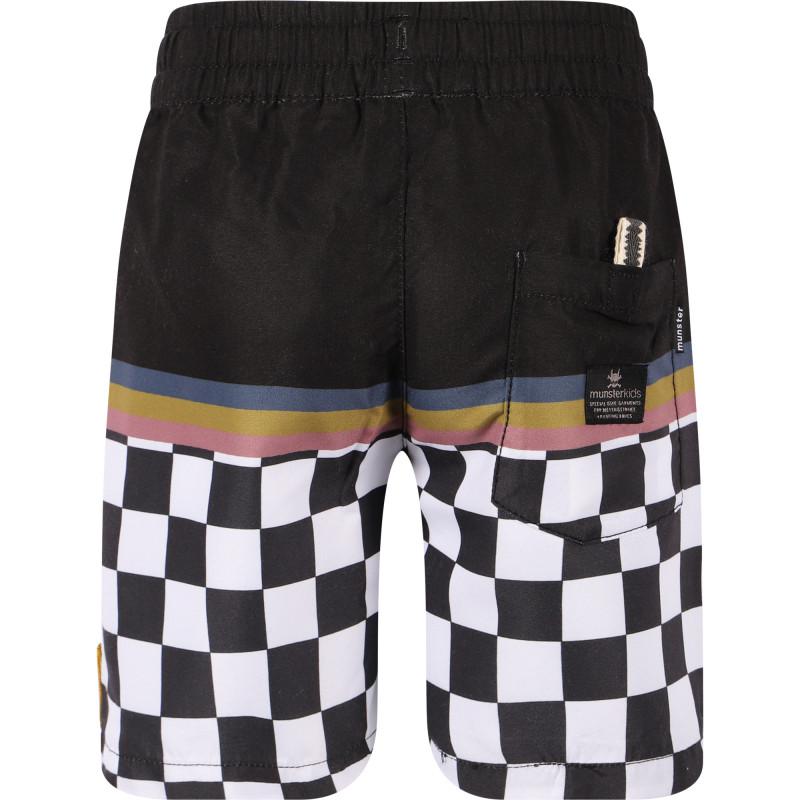 Munster Check detailing swimming shorts in black and white