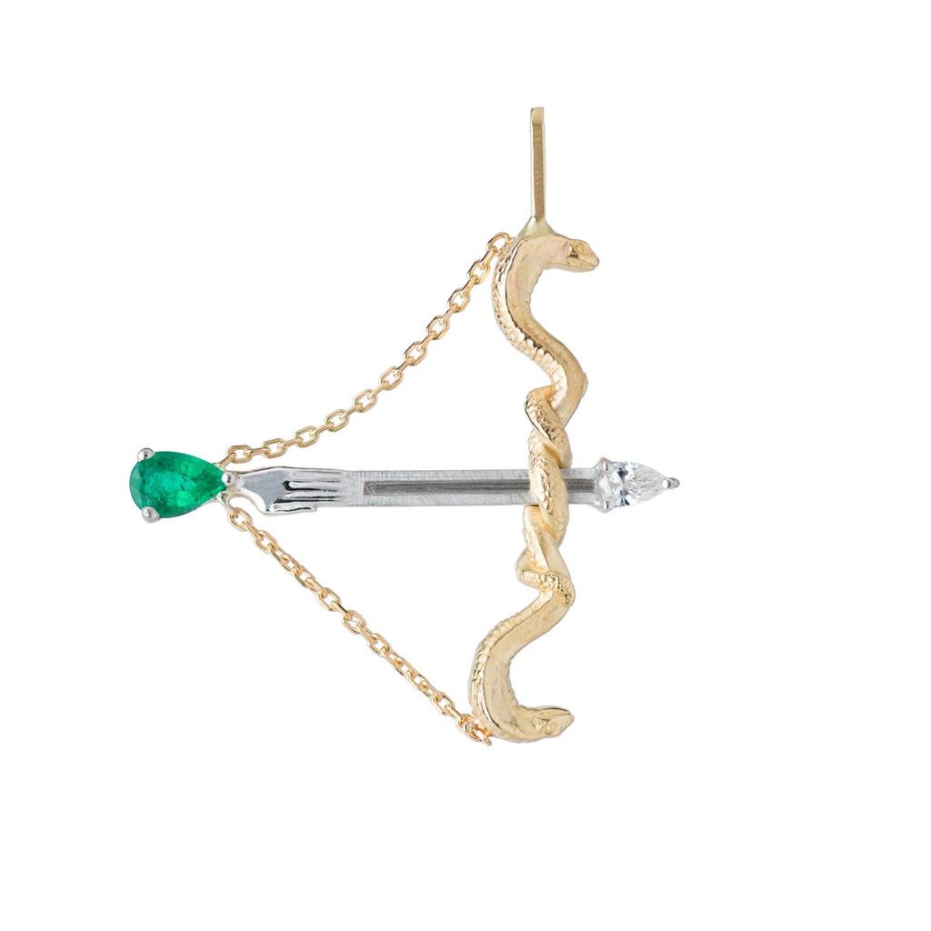 Mozafarian Emerald and diamond sagittarius pendant