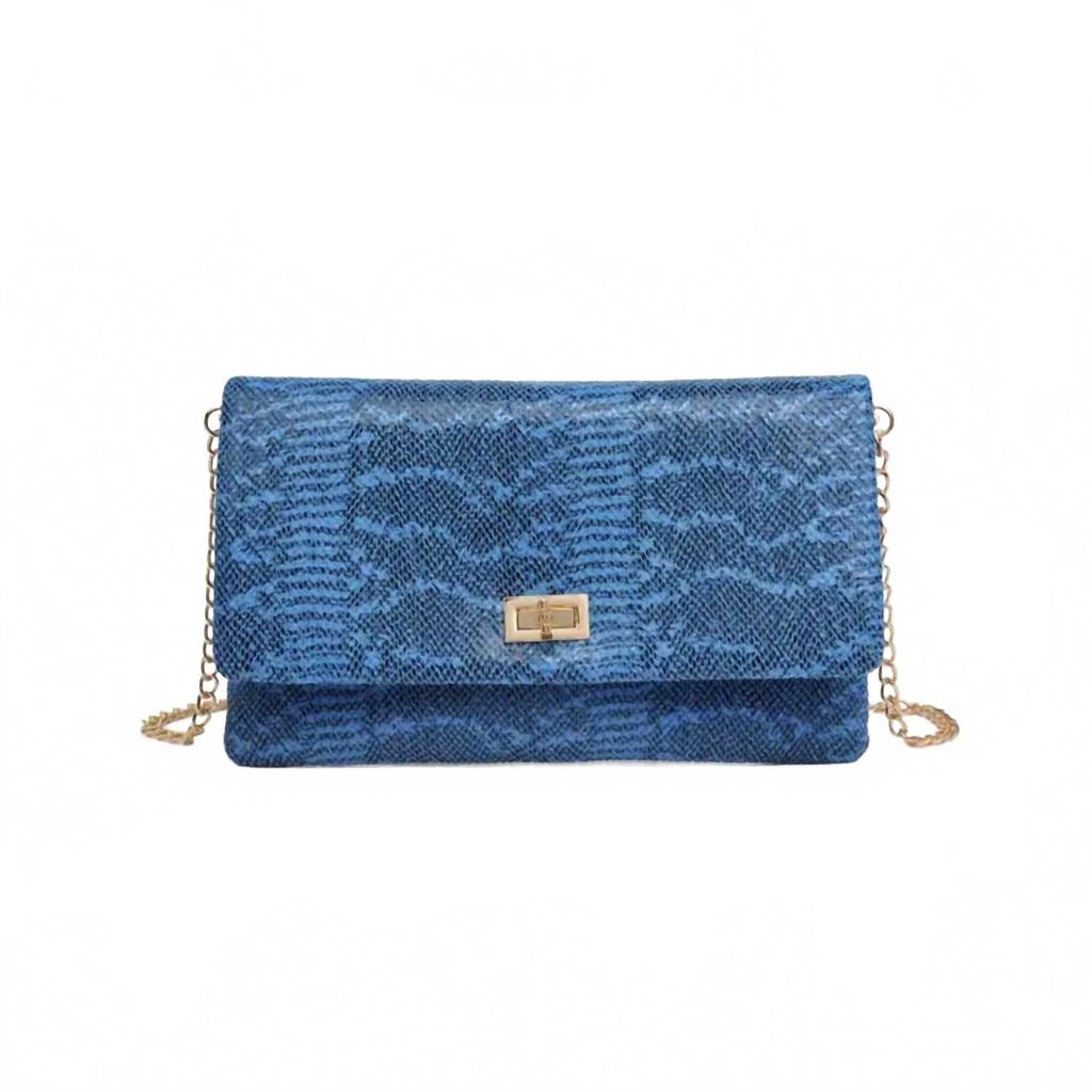 Urban Expressions Rykard Snake Clutch Crossbody Bag In Blue
