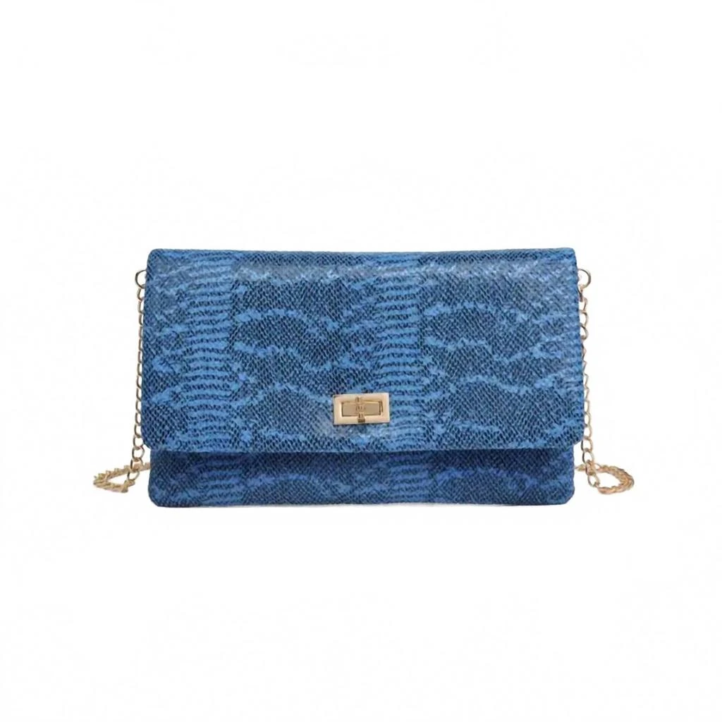 Urban Expressions Rykard Snake Clutch Crossbody Bag In Blue 1