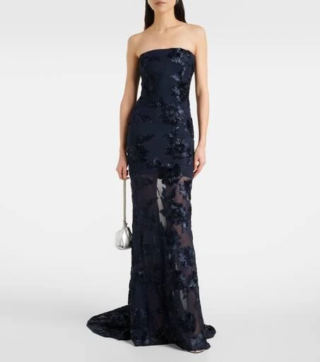 ROTATE Birger Christensen 3D mesh maxi dress 2