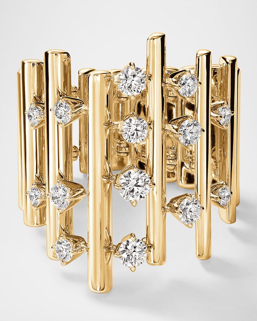 Hearts On Fire 18K Yellow Gold Barre Multi-Row Diamond Ring