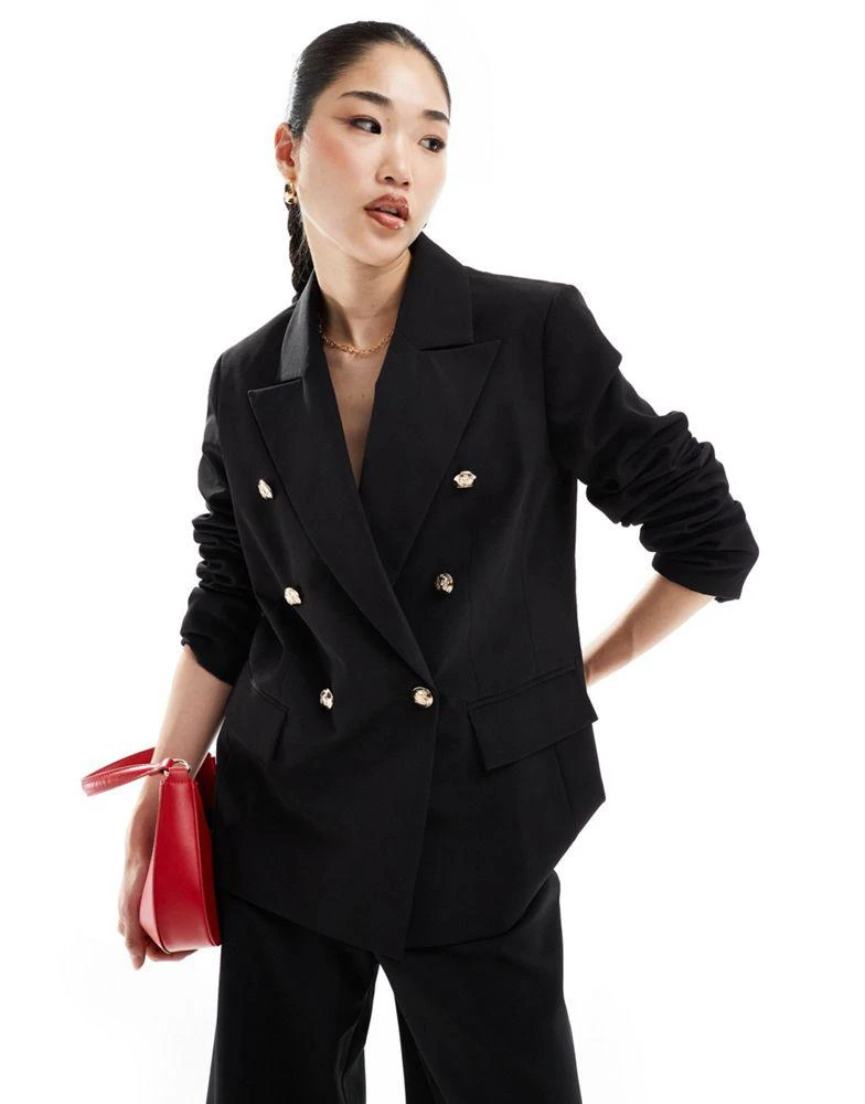 ASOS DESIGN ASOS DESIGN tailored blazer with gold button detail in black 3