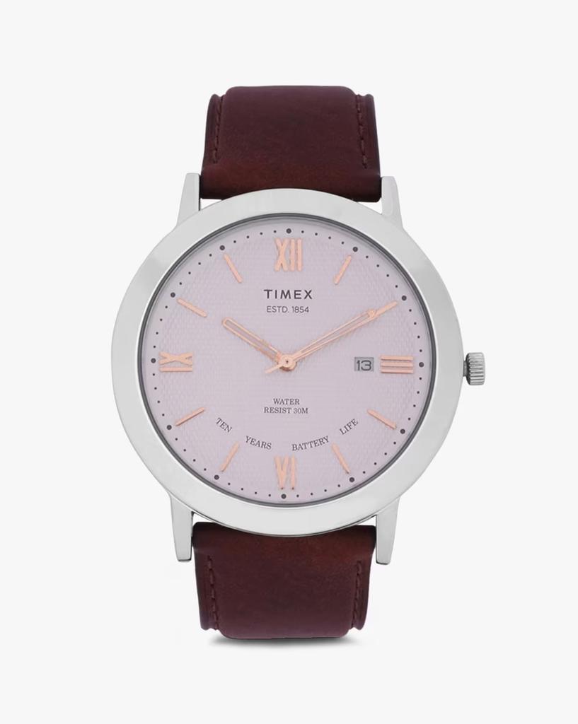 Timex Dress Leather 10 Year Battery Watch