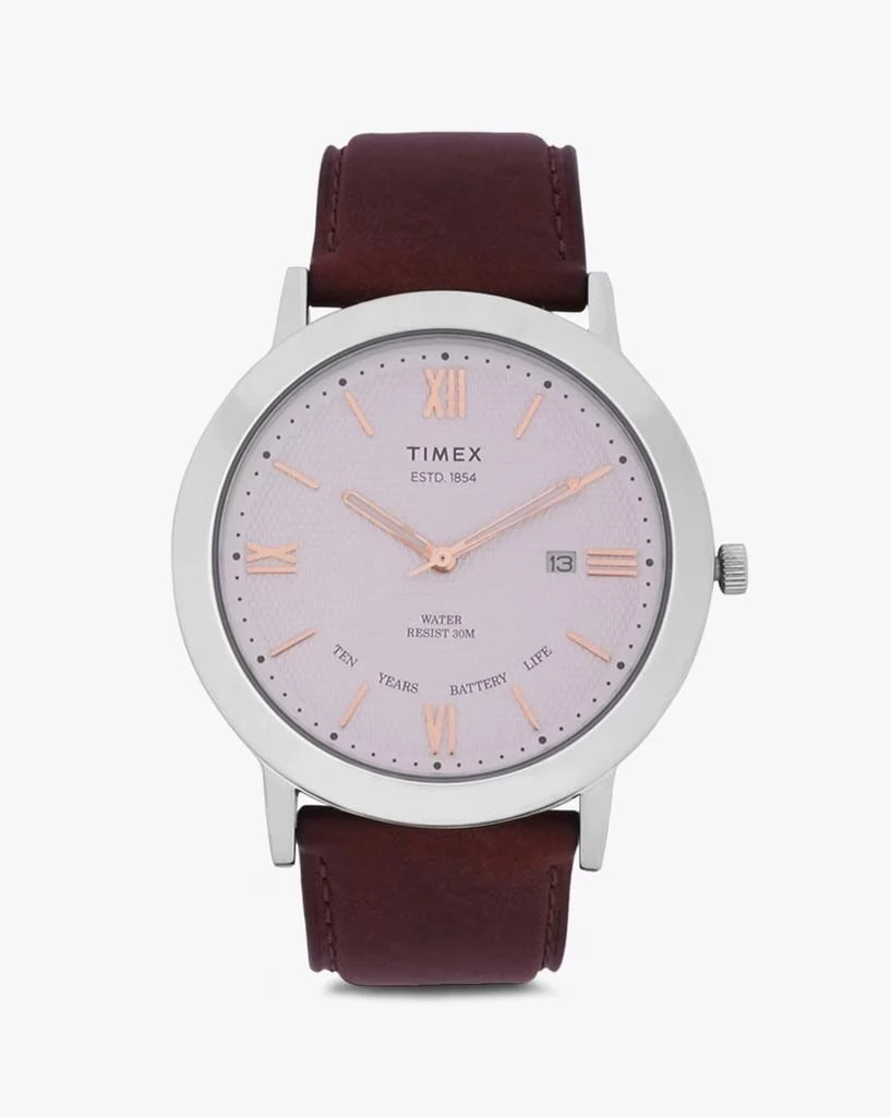 Timex Dress Leather 10 Year Battery Watch 2