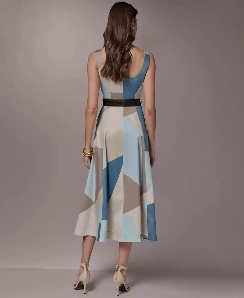 Donna Karan Women
s Square Neck Geometric A-Line Maxi Dress 6